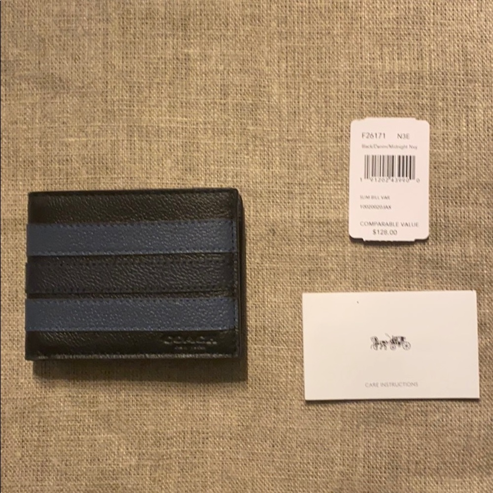 Brand new slim black leather men’s Coach Wallet